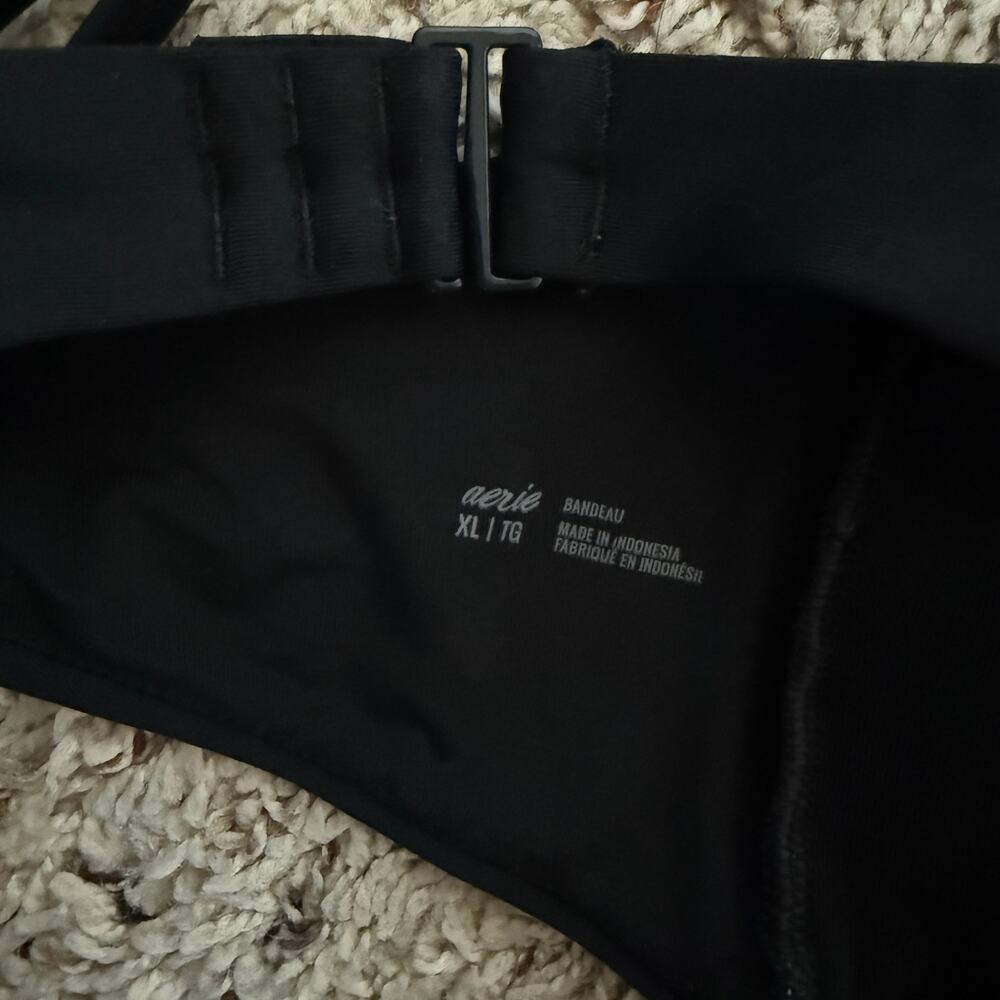 Aerie Womens Bandeau Bikini Top XL Black Beach Vacation Resortwear Minimalist - Picture 2 of 3